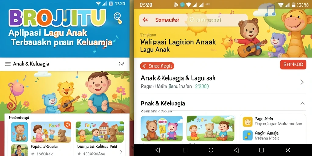 Tampilan antarmuka menawan dari aplikasi Lagu Anak BROJITU.