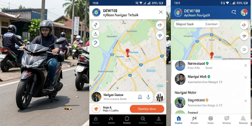 Antarmuka DEWI188 menampilkan peta navigasi motor yang jelas dan informatif.