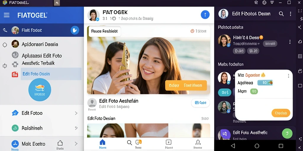 Antarmuka FIATOGEL menunjukkan alat pengeditan foto aesthetic yang menarik.