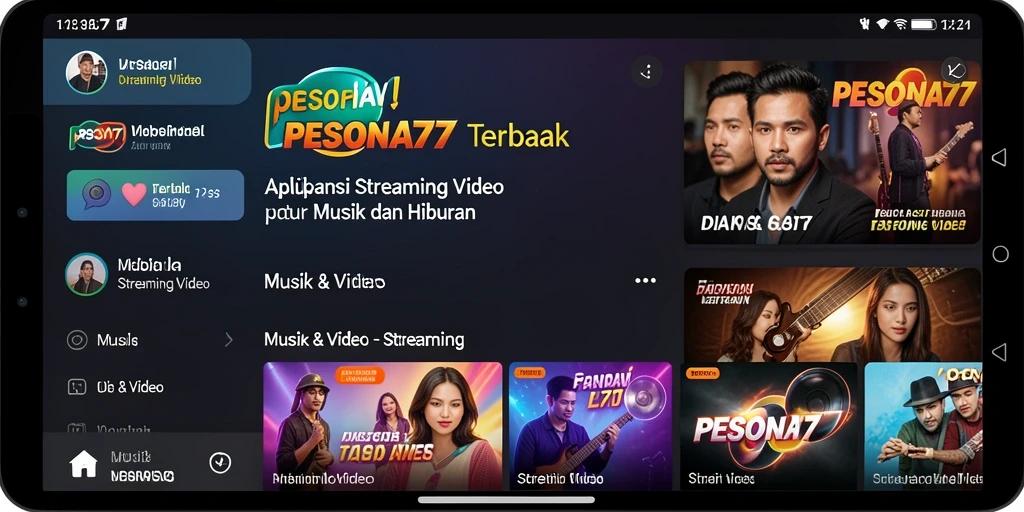 Tampilan antarmuka pengguna PESONA77 yang menarik untuk Streaming Video.