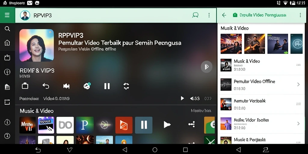 Tampilan antarmuka intuitif RPVIP3 untuk Pemutar Video Offline.