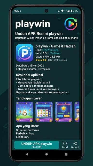 Tampilan halaman APK playwin