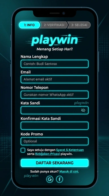 Tampilan halaman daftar playwin